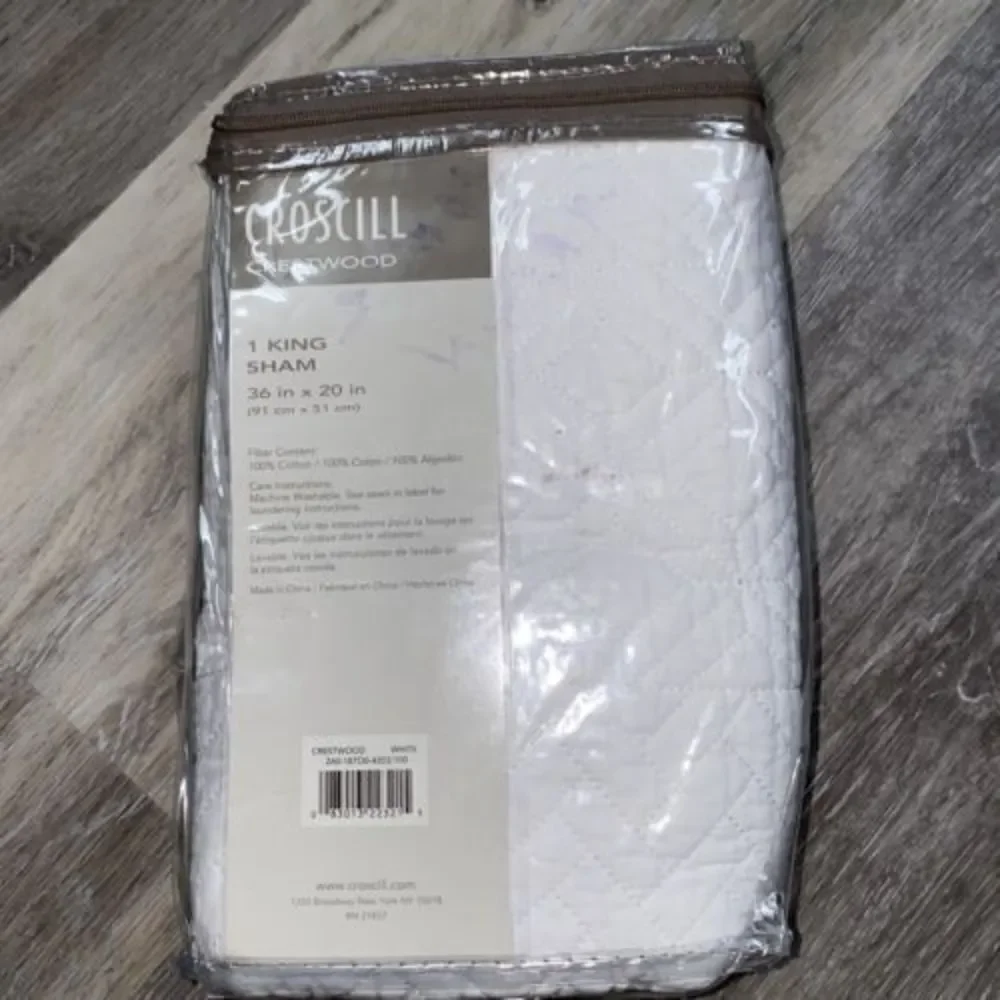 CROSCILL CRESTWOOD King Sham WHITE 36”x20”